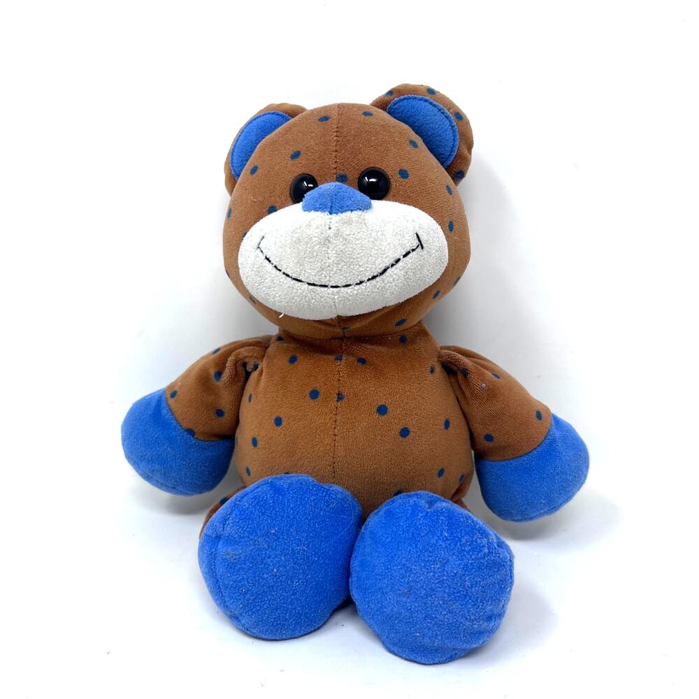 Gund Threads Teddy Bear Plush Bobbin Brown Blue Polka Dot 10" Stuffed‎ Lovey